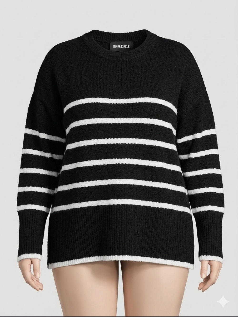 Striped Crewneck Sweater - Black & White